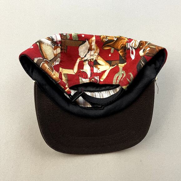 The Ampal Creative Hat Cap 5 Panel Red Brown Rope Cowgirl Cowboy Western Print - Picture 4 of 7